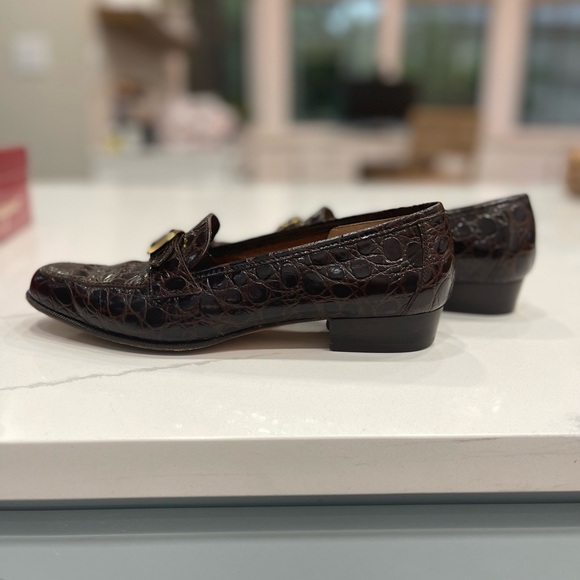 Ferragamo Newport 2 cm Martine Calf Croc PRT Size 7B - Picture 10 of 13